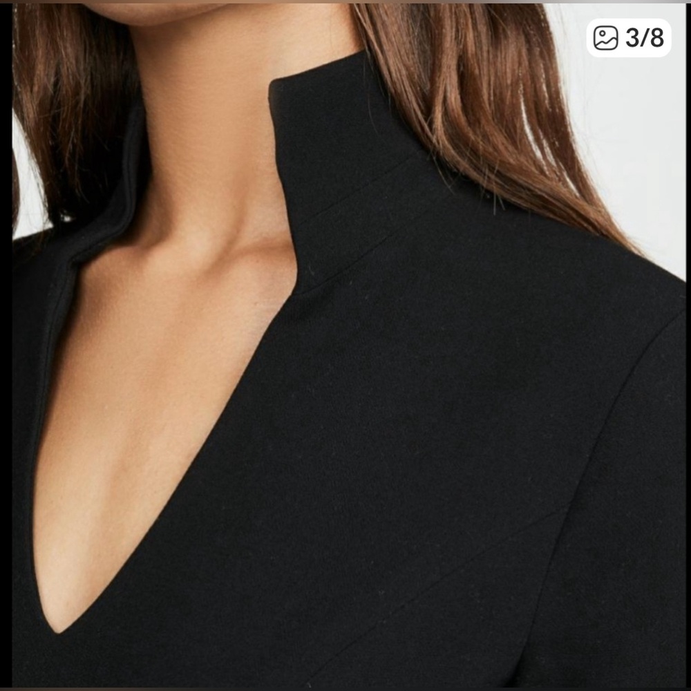Black Halo Madeline sheath  3/4 sleeves Navy Blue dress 8 - Picture 2 of 11